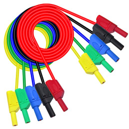 Test leads with 4mm safety banana plug, set of 5 colors.