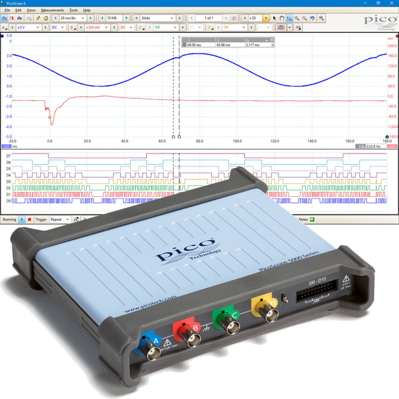 PicoScope 5444D MSO - 200MHz 4+16 channel mixed-signal oscilloscope