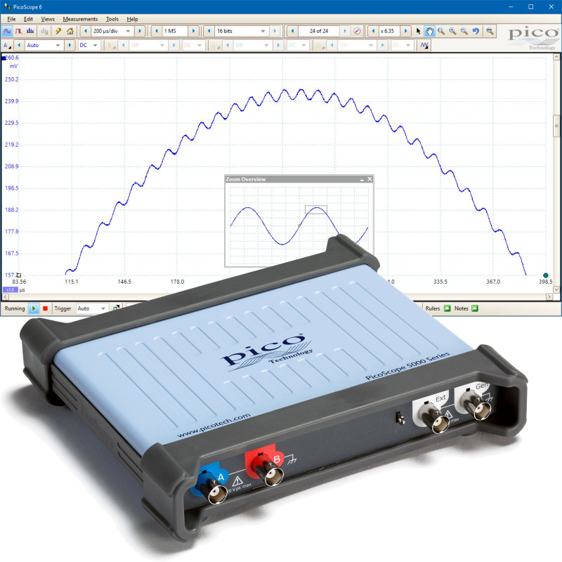 PicoScope 5244D USB-oscilloscope, 200MHz and 2-channels